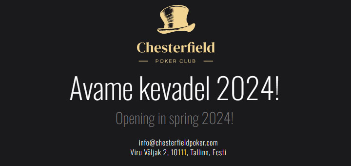 EMV 2024 toimumiskohad - Chesterfield Poker Club, Pärnu 2 Paari, Rakvere Bowling, Tartu Raadimõisa Hotell ja Coolbet.